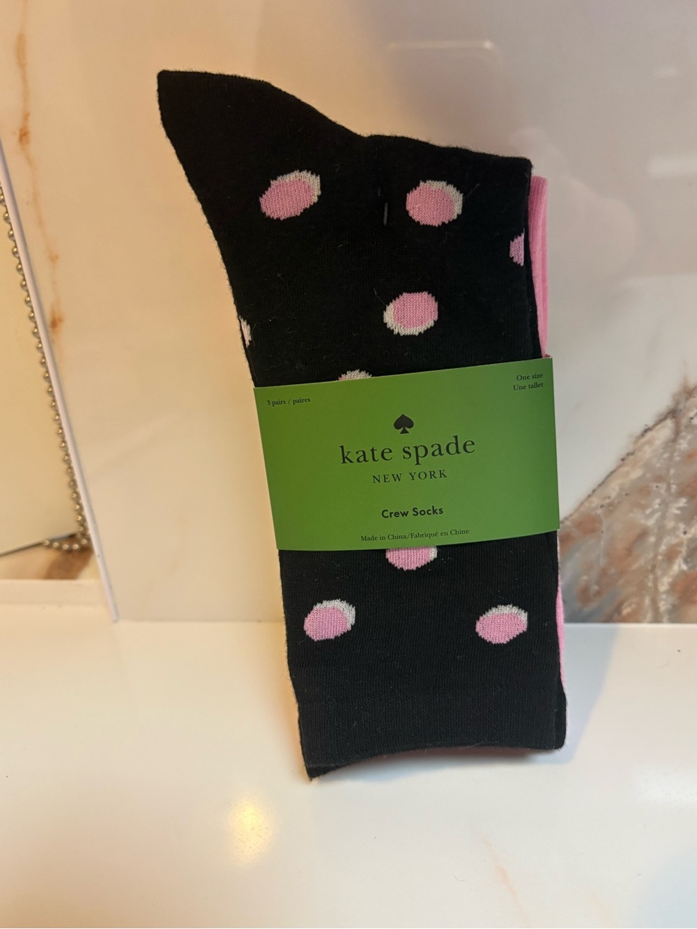 KATE SPADE 3 PACK CREW SOCKS NWT